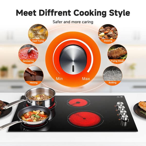 amzchef 30 in. Built-in 4 Elements Smooth Top Electric Cooktop in