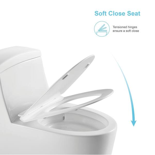 Vanityfus 1 Piece 1 28 Gpf Single Flush Elongated Toilet In White Siphonic Jet With Soft Closing Seat Included Vf Mh Tl0 670 The Home Depot