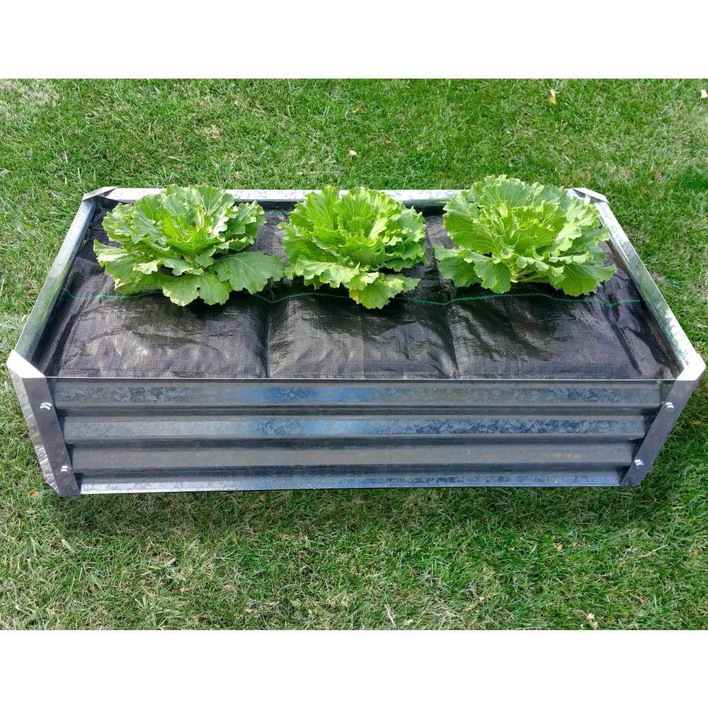 Silver Galvanized Steel 40" Rectangular Raised Garden Bed