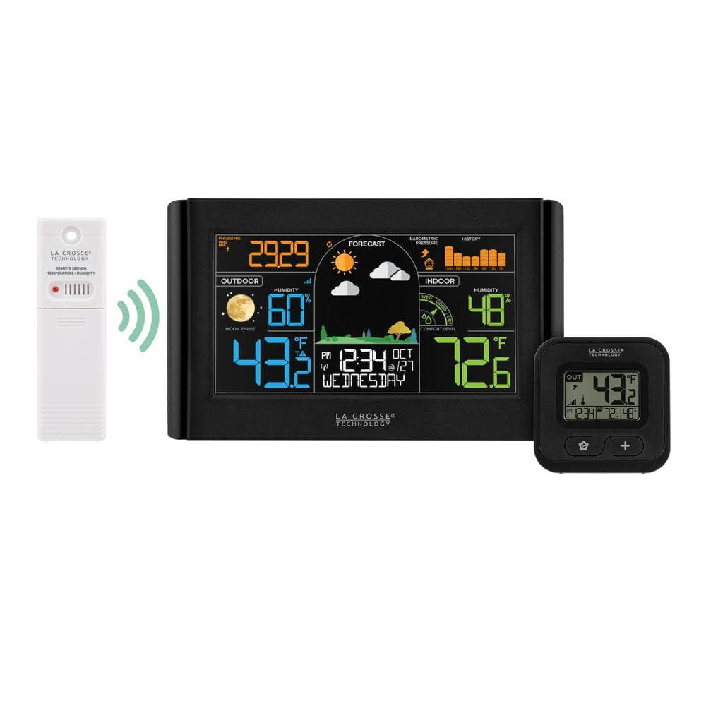 La Crosse Technology S87078 Color Wireless Weather Station with Bluetooth  Speaker & USB Port, Black