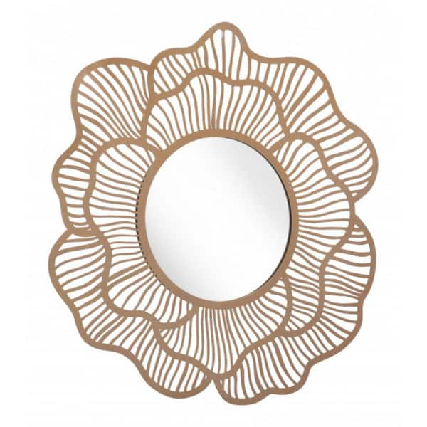 HomeRoots 28.3 in. x 27.2 in. Classic Irregular Framed Gold Vanity Mirror