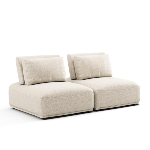 Furniture of America Fair Wind 74 in. Armless Beige Modular Boucle Fabric 2-Seater Loveseat with Extendable Back
