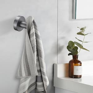 Round knob Bathroom Robe/Towel Hook in Aluminum Gun Grey (2-Pack)