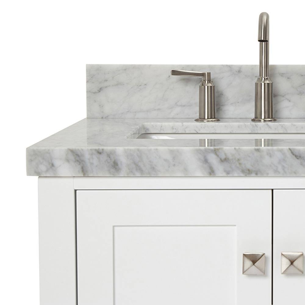 Cambridge White Marble Top Single Sink Bathroom Vanity