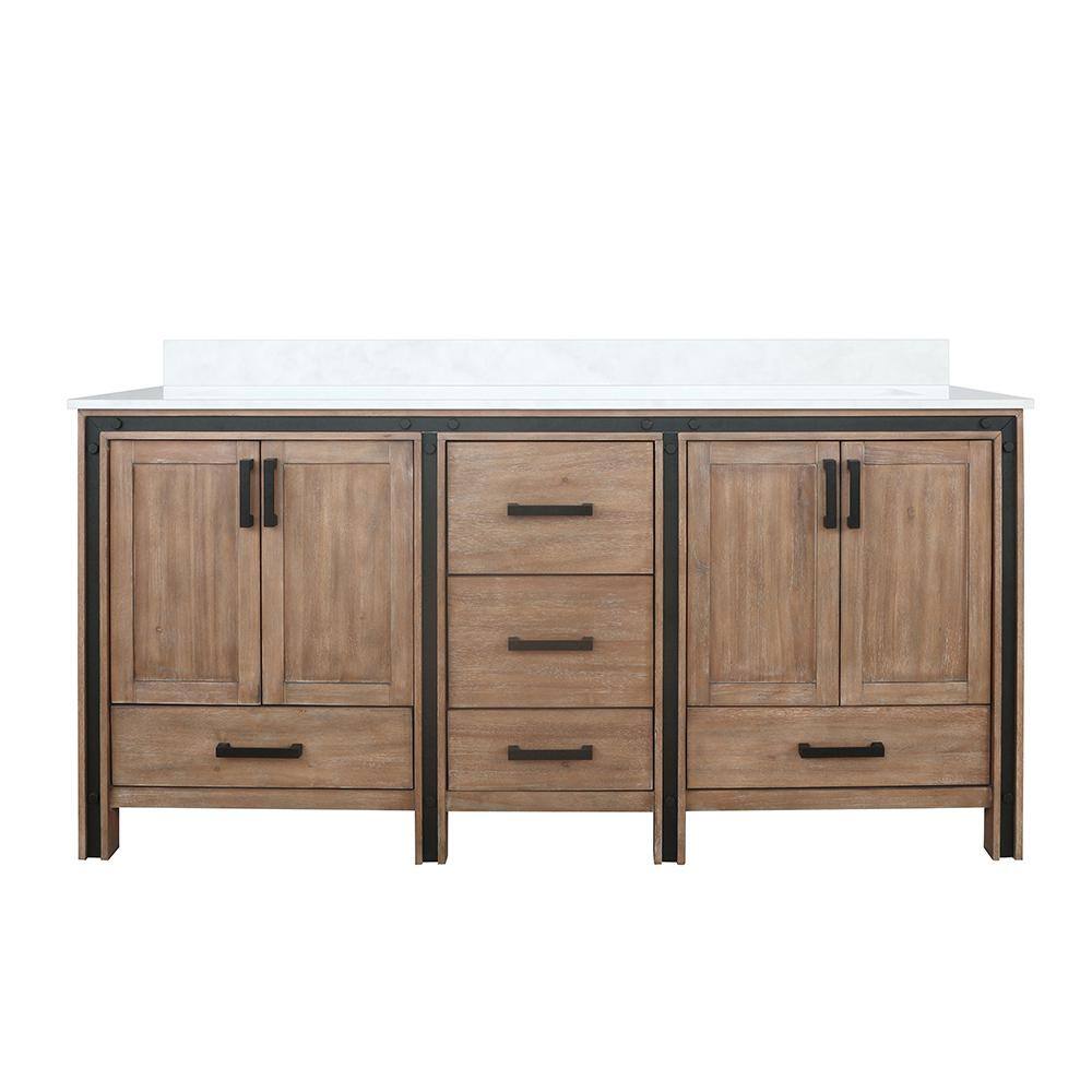 Rustic Barnwood 72" Double Vanity with Cultured Marble Top