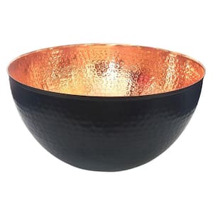 11.5 in. 100% Hammered Copper Mixing Bowl With Black - Perfect For Everyday Kitchen Use Or As A Metal Decorative Bowl