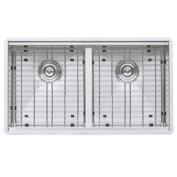 Roma 33 in. Undermount 50/50 Double Bowl 16-Gauge Stainless Steel Workstation Kitchen Sink with Accessories