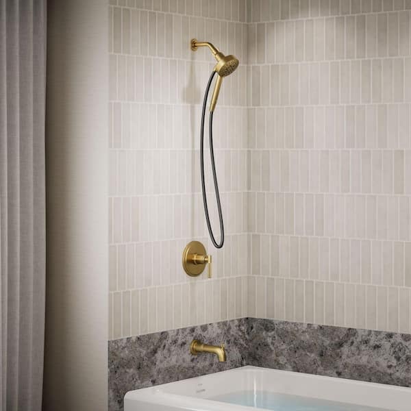 Torrington Single Handle 3-Spray Tub and Shower Faucet 1.75 GPM in Vibrant Brushed Moderne Brass (Valve Included)