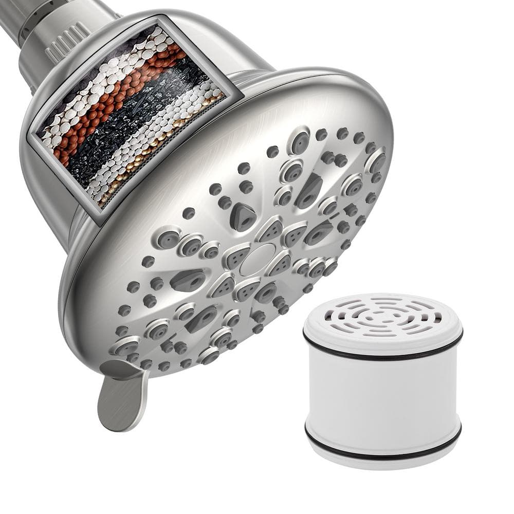 Simple 7-Spray Patterns 4.7 in. Wall Mount Adjustable Fixed Shower Head 1.8 GPM with Filter in Chrome price history on PriceWatchPro