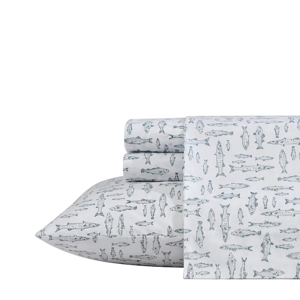 Eddie Bauer Albright 4-Piece Green Cotton Full Sheet Set