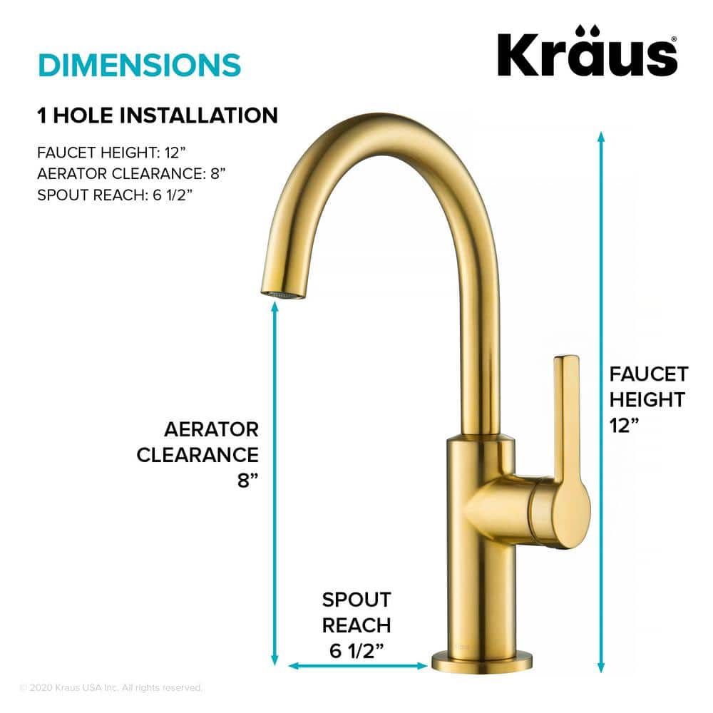 Brushed Brass Single Handle Kitchen Bar Faucet