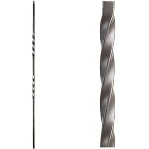 Twist and Basket 44 in. x 0.5 in. Ash Grey Double Twist Hollow Wrought Iron Baluster