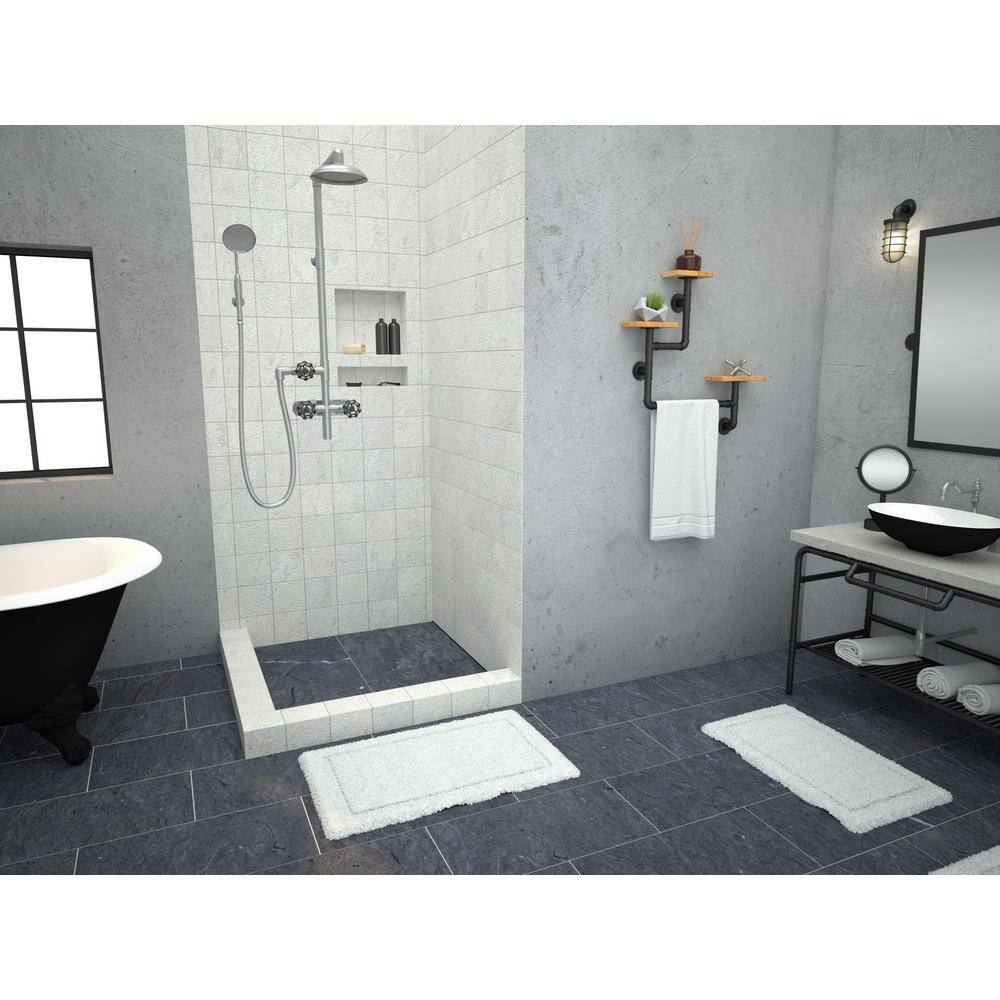 36" x 36" Black Polyurethane Double Threshold Shower Base
