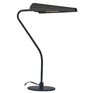 Cassie 21.75 in. Matte Black Transitional Standard Bulb Bed Side Table Lamp for Bedroom with Matte Black Metal Shade