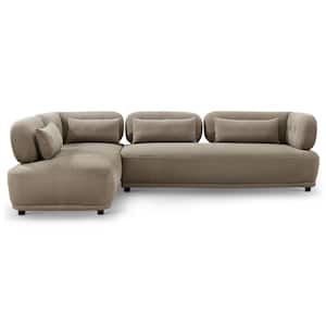 Reynaldo 116 in. W Round Arm 2-piece Left Facing Boucle Fabric Sectional Sofa in Mocha Brown