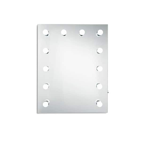 Unbranded Timeless Home 30 in. H x 24 in. W Modern Rectangular Steel Lighted LED Mirror in Silver (5000K)