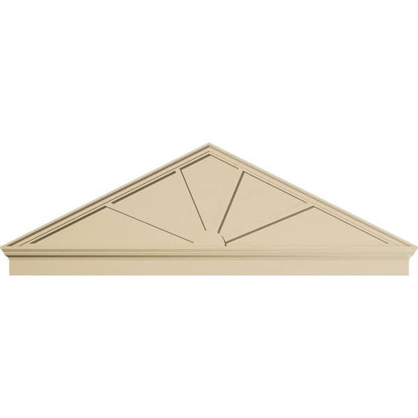 Ekena Millwork 82-in W x 27-3/8-in H x 2-3/4-in P (Pitch 6/12) Peaked Cap 4-SpokeSignature Urethane Combination Pediment, Primed Tan