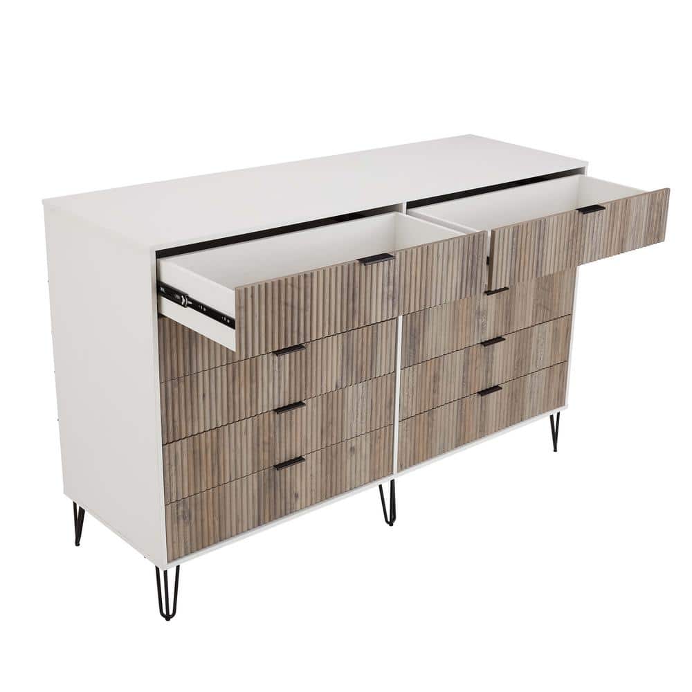 White and Grey Double Dresser with Soft Close Drawers
