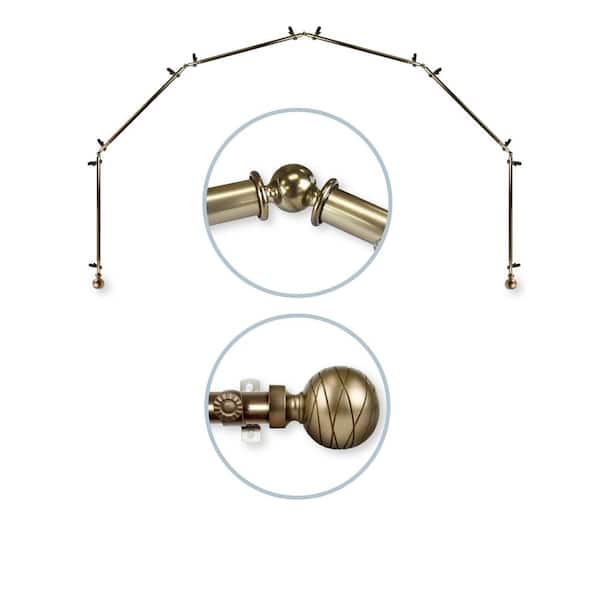 Rod Desyne Arman 6-Sided 13/16 in. Dia Bay Window Single Curtain Rod in Antique Brass