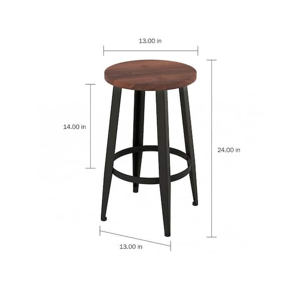 Vintage Backless Metal Counter Stools, Simple Wooden Counter Stools