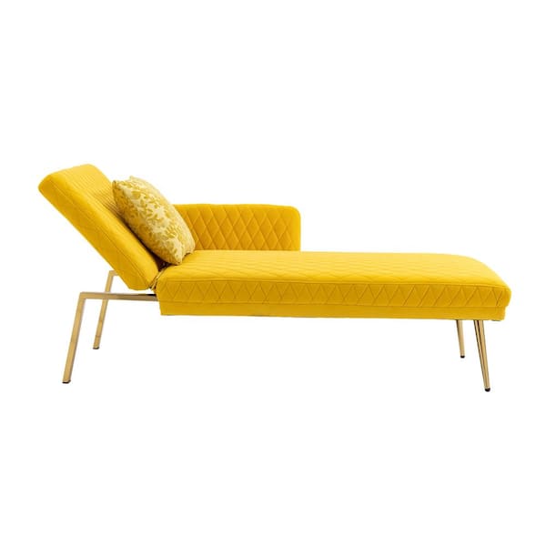 LY & S Collection 25.5 in. W Yellow Velvet Twin Size Sofa Bed