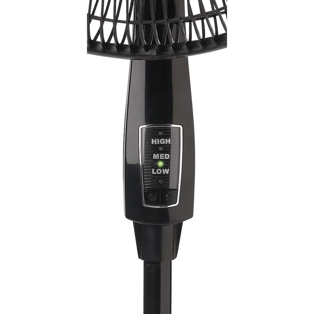 Black Adjustable Height Oscillating Pedestal Fan with Remote Control