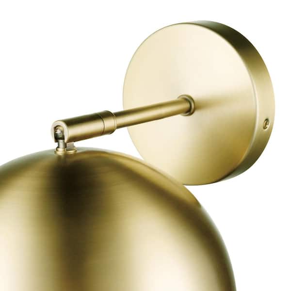 Novogratz x Globe Addison 1-Light Plug-in Wall Sconce Matte Black Black Cloth Cord 51373 Antique Brass Backplate