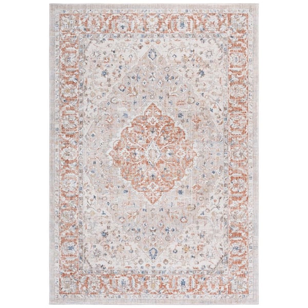 Scarlett 8 ft. x 10 ft. Beige/Ivory Rust Medallion Ornate Area Rug