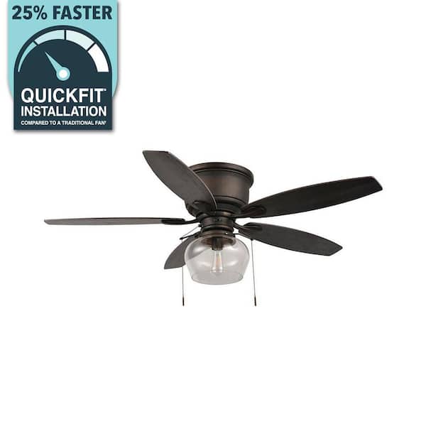 Hampton Bay Stoneridge 52 in. LED Indoor/Outdoor Bronze Hugger Ceiling Fan with Light Kit
