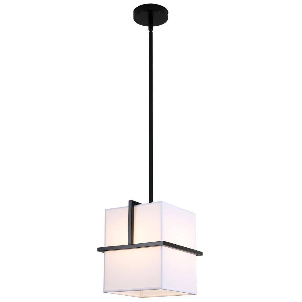 9.01 in. 1-Light Black Fabric Shade Pendant Light Farmhouse Hanging Lamp with Adjustable Rods for Kitchen Island price history on PriceWatchPro