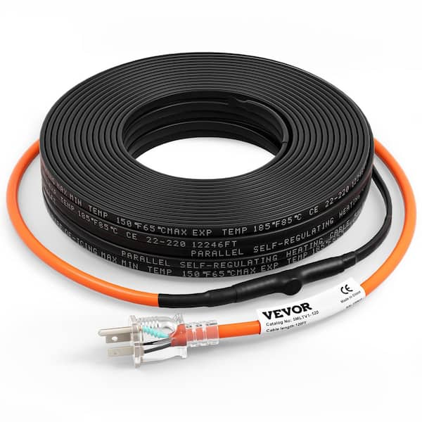 SKYSHALO Self-Regulating Pipe Heating Cable, 120 ft. 5W/ft. Heat Tape for Pipes Freeze Protection, Protects PVC Hose