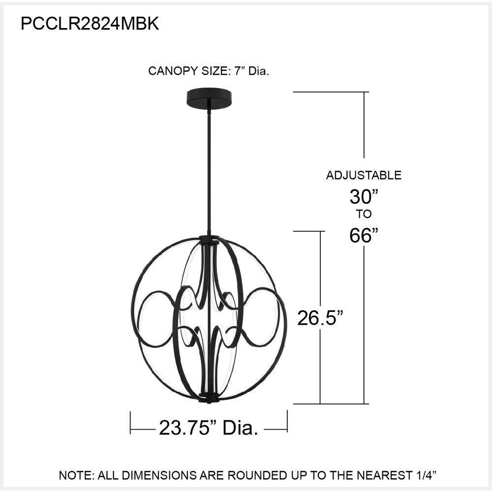 Clairon Matte Black LED Globe Pendant Light