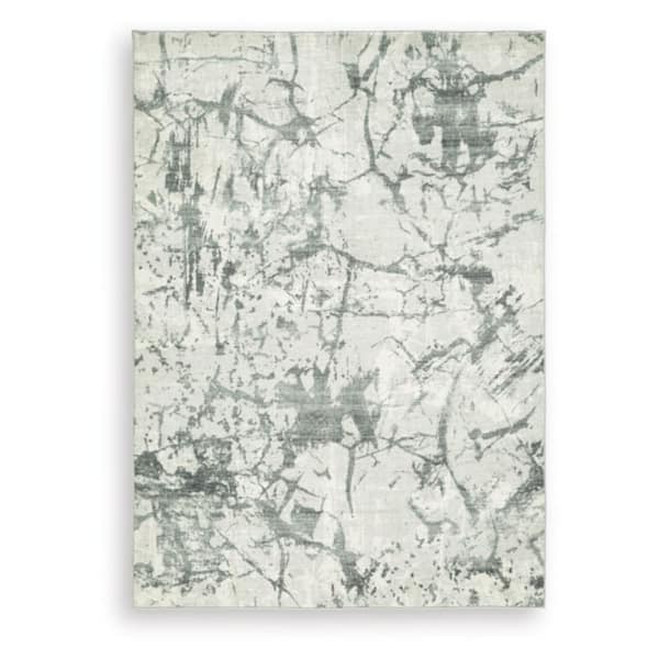 Tobinbury 5 ft. x 7 ft. Beige/Light Gray Abstract Washable Area Rug