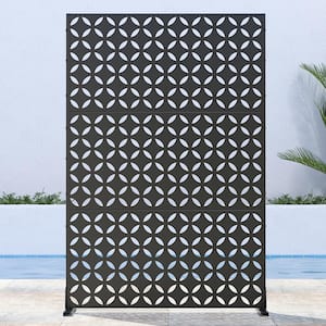 72 in. H x 47 in. W Outdoor Metal Privacy Screen Garden Fence Star Pattern Wall Applique in Black
