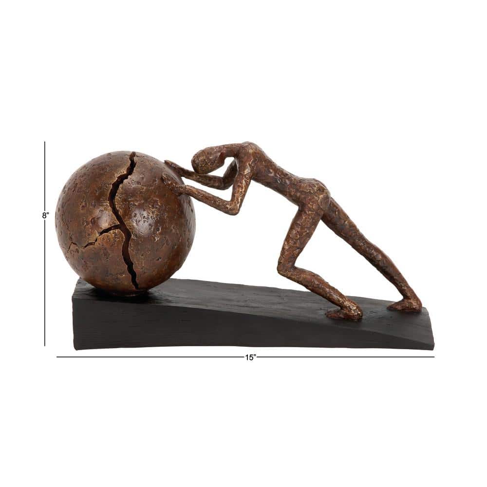 Antique Brown Polystone Sisyphus Sculpture