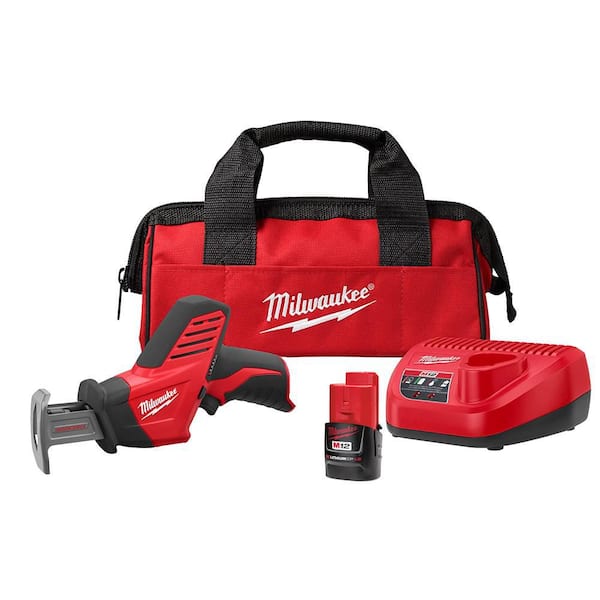 Milwaukee M12 12V Lithium-Ion HACKZALL Cordless Reciprocating Saw Kit with One 1.5Ah Battery, Charger and Tool Bag