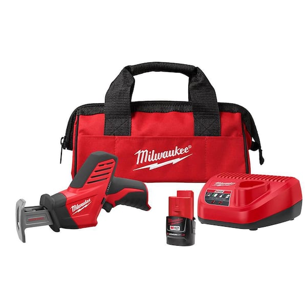 Milwaukee - M12 12V Lithium-Ion HACKZALL Cordless Reciprocating Saw Kit with One 1.5Ah Battery, Charger and Tool Bag