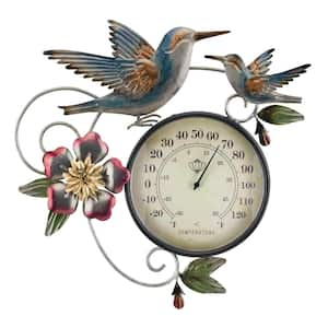 Thermometer Metallic Wall Decor - Hummingbird