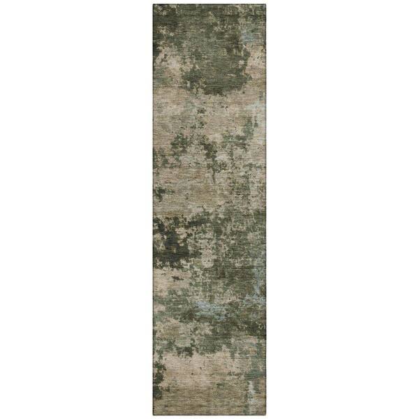 Chantille Machine Washable Indoor/Outdoor Abstract ACN2366 Olive 2 ft. x 7 ft. Runner Rug