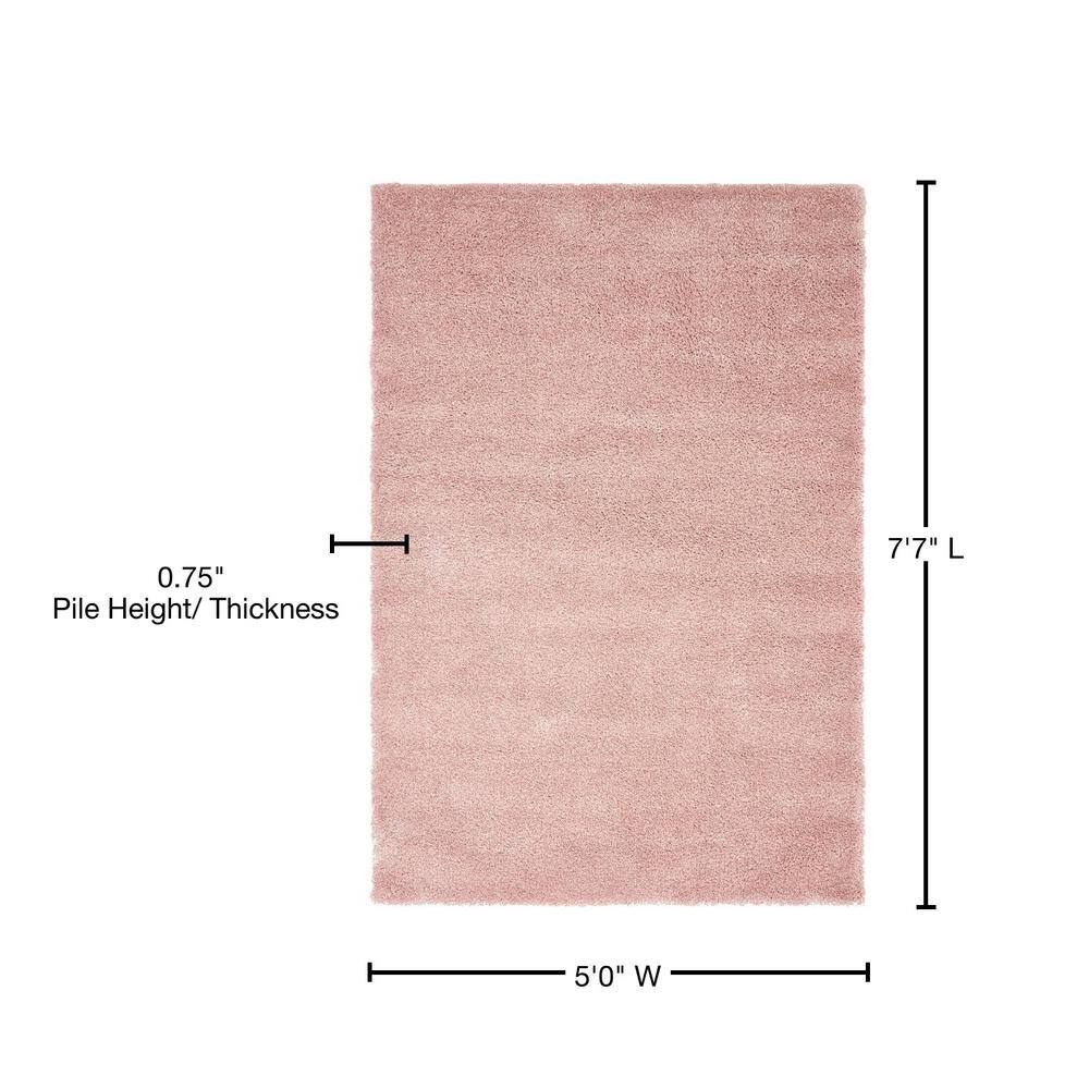 Pink High Pile Shag Rectangular Area Rug