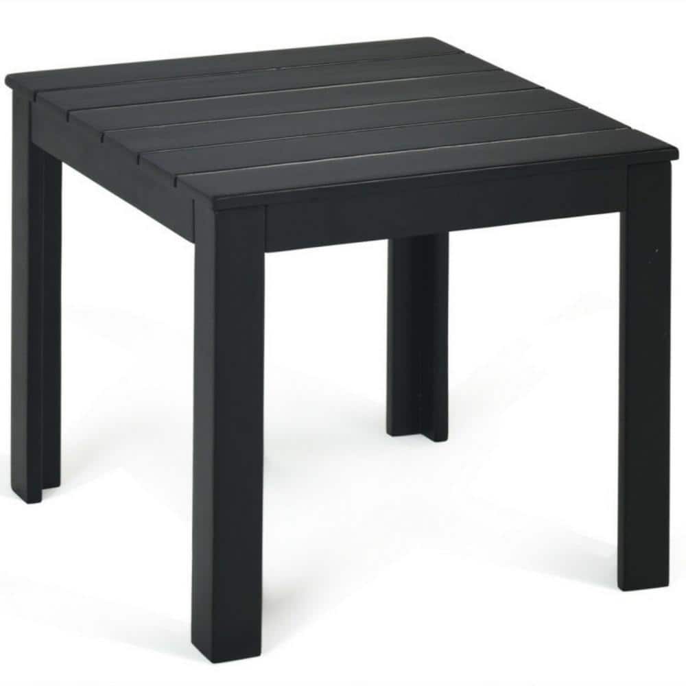 Clihome 18 in. L x 18 in. W x 16 in. W Black Wooden Square Outdoor Patio Coffee Bistro Table