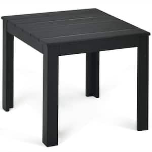 18 in. L x 18 in. W x 16 in. W Black Wooden Square Outdoor Patio Coffee Bistro Table Side Table