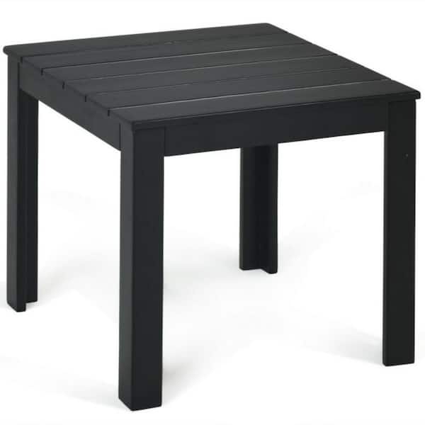 Clihome 18 in. L x 18 in. W x 16 in. W Black Wooden Square Outdoor Patio Coffee Bistro Table Side Table