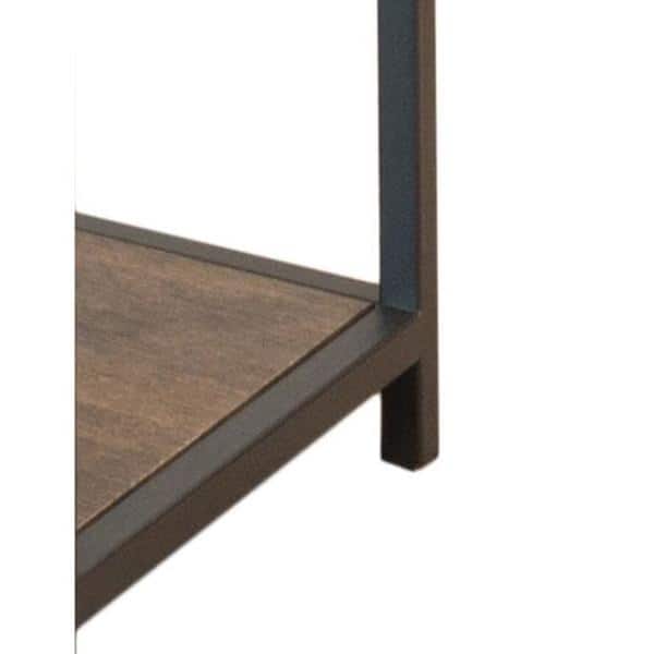 Modern Brushed Brown Bamboo & Matte Black Steel Console Bench with Storage