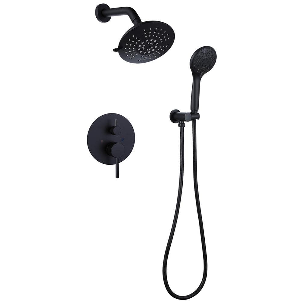 Single Handle 2-Spray Wall Mount Dual Fixed and Handheld Shower Head 2.5 GPM in Matte Black (Valve Included) price history on PriceWatchPro