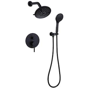 HoliSpa 10 Rain Shower System with Handheld & Valve, Matte Black | Wall-Mounted High-Pressure Shower Faucet Combo Set, 10-Inch Rain Shower Head with Handheld Spray,Includes Valve and Trim Kit