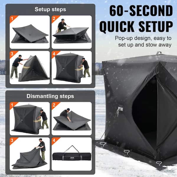 VEVOR Portable Ice Shelter, 1-2 Person Pop-Up Ice Fishing Tent, 24