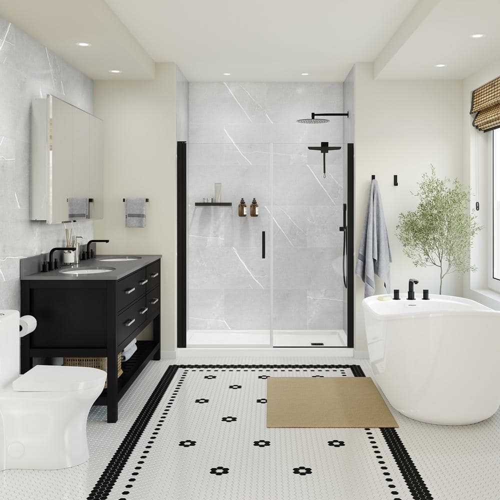 Epiphany Shower Surrounds Glue-up Alcove Wall Tiles 15.75in x 31.5in. In Smooth Marble Light Grey price history on PriceWatchPro