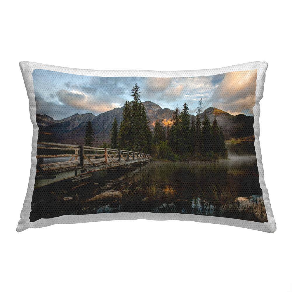 Sunlit Lake Bridge Multi-Color Rectangular Outdoor Throw Pillow price history on PriceWatchPro