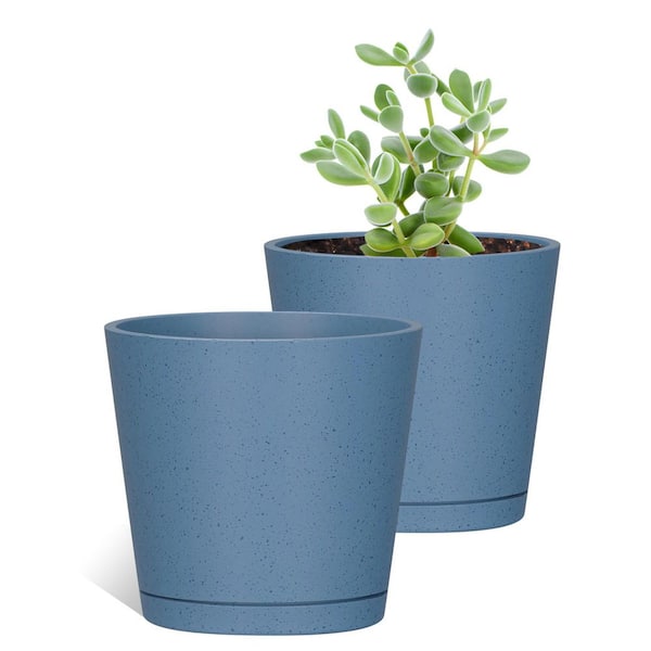 Unbranded 6 in. Dia Dusty Blue Round Vibe Planter (2-Pack)